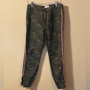 NWT Sundry Camouflage Zip Jogger Pants with Red Stripe, Color: Army